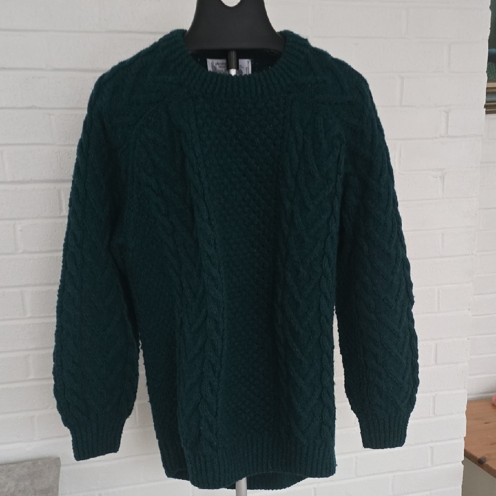 Glendalough Woollen Mills Pure New Wool Sweater Made In Ireland L/Xl Handknit